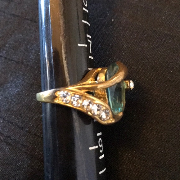 Costume Gold Ring with Rhinestones - Picture 2 of 2